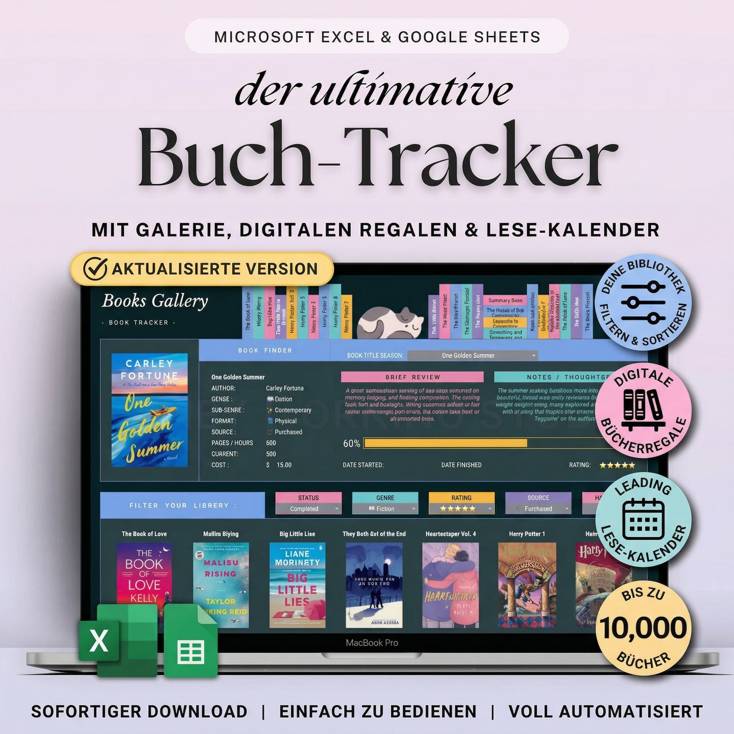 Lesetagebuch für Excel & Google Sheets