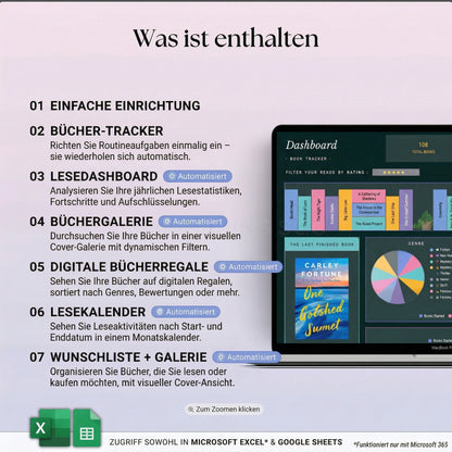 Lesetagebuch für Excel & Google Sheets